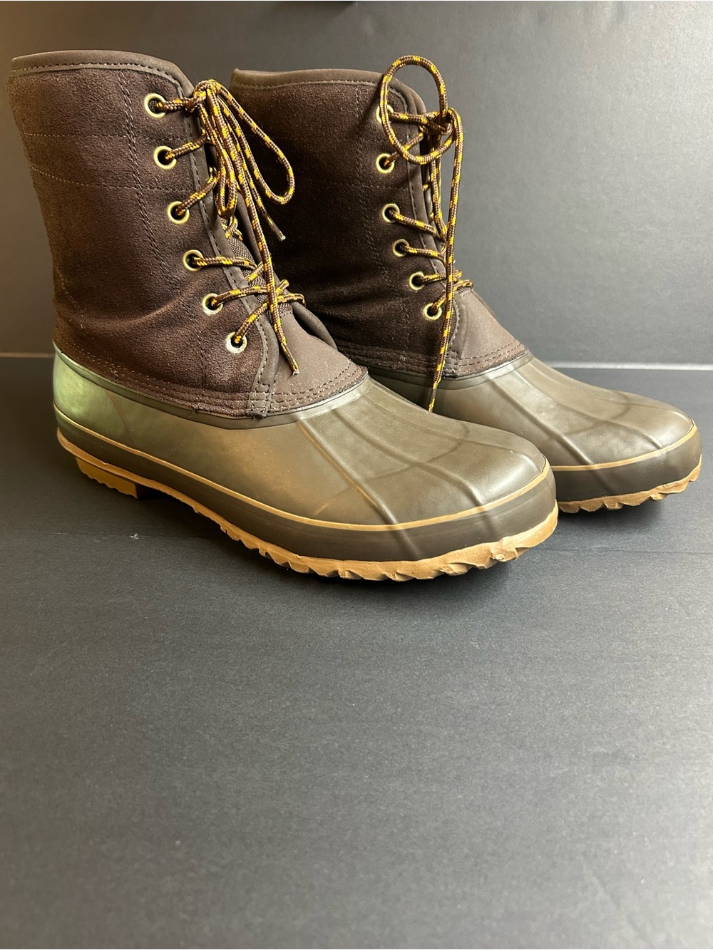 Lands' End Brown Waterproof Lace-Up Duck Boots w/ steel shank